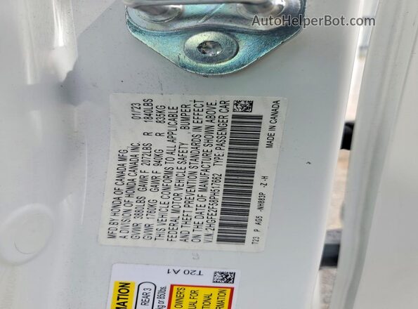 2HGFE2F58PH517662 2023 HONDA CIVIC White ძრავის განყოფილების ხედი