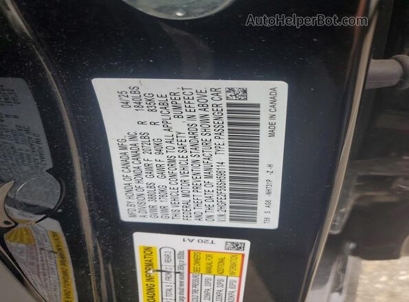 2HGFE2F58SH596114 2025 HONDA CIVIC Black Engine compartment view