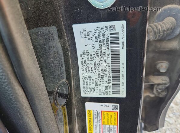 2HGFE2F59NH552496 2022 HONDA CIVIC Black Вид підкапотного простору