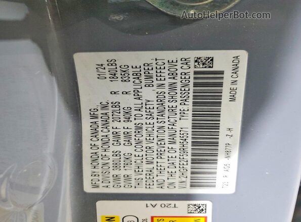 2HGFE2F59RH545571 2024 HONDA CIVIC Серый Вид подкапотного пространства