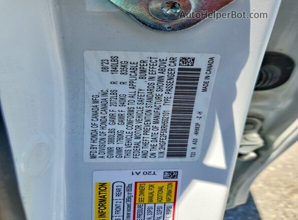 2HGFE2F5XRH502101 2024 HONDA CIVIC White ძრავის განყოფილების ხედი