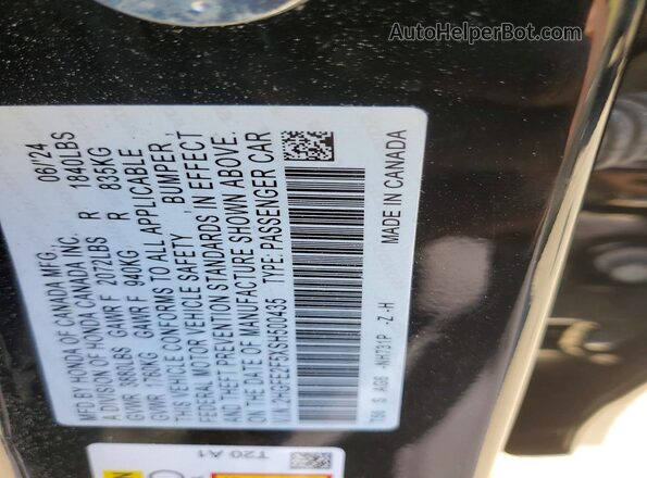 2HGFE2F5XSH500435 2025 HONDA CIVIC Black Вид підкапотного простору