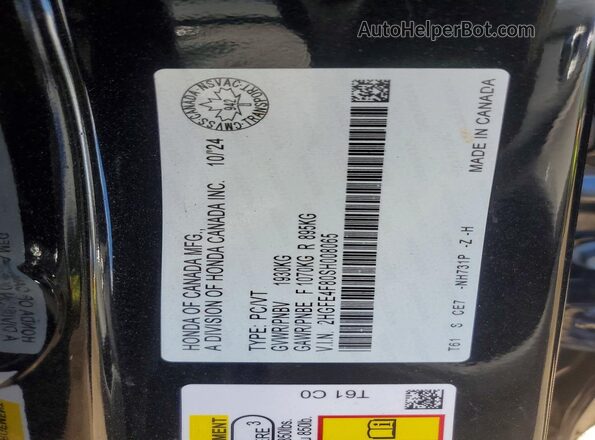2HGFE4F80SH008065 2025 HONDA CIVIC Black VIN կոդի պիտակի տեսք