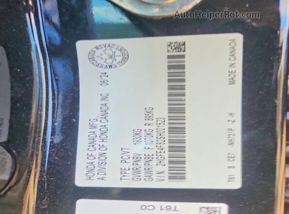 2HGFE4F82SH001523 2025 HONDA CIVIC Black Вид підкапотного простору