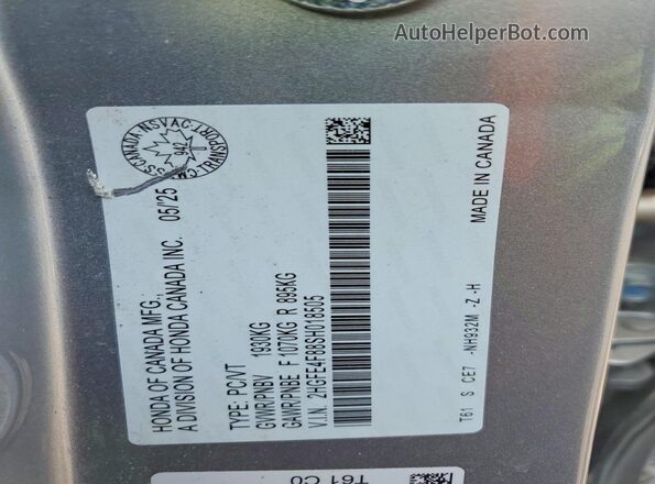 2HGFE4F88SH018505 2025 HONDA CIVIC Silver Widok komory silnika