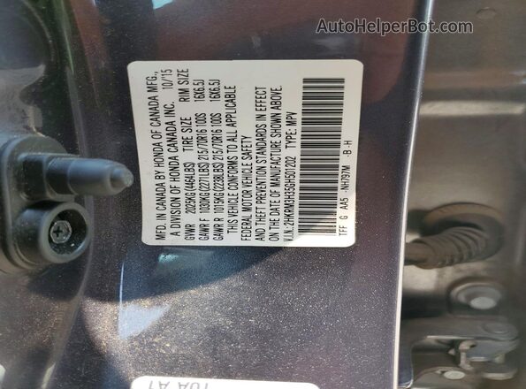 2HKRM3H35GH501202 2016 HONDA CR-V Gray Widok naklejki z numerem VIN