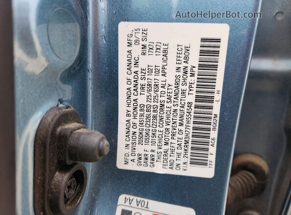 2HKRM3H77FH554548 2016 HONDA CR-V Teal Սալոնի 360 աստիճան տեսք