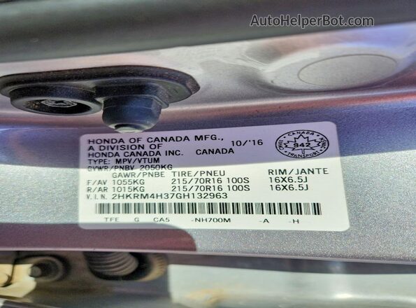 2HKRM4H37GH132963 2016 HONDA CR-V Silver Widok wnętrza 360 stopni
