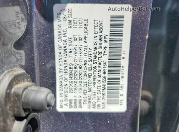 2HKRM4H55GH691641 2016 HONDA CR-V Gray VIN կոդի պիտակի տեսք