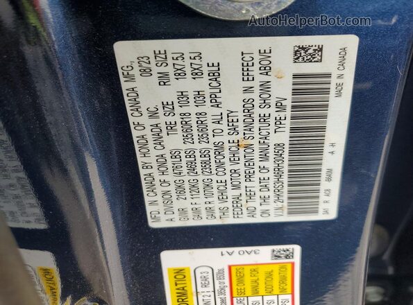 2HKRS3H46RH304508 2024 HONDA CR-V Blue 360 interior view