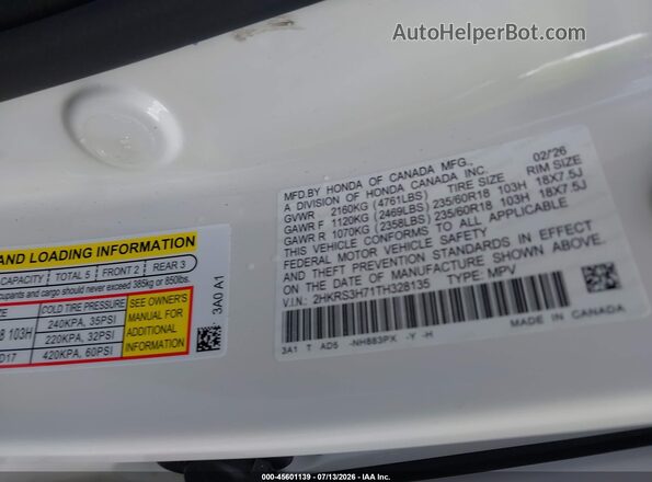2HKRS3H71TH328135 2026 HONDA CR-V Белый Вид подкапотного пространства