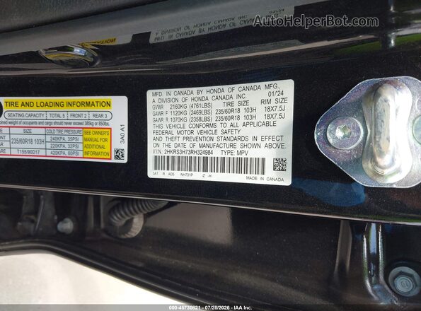2HKRS3H73RH324984 2024 HONDA CR-V Черный Вид подкапотного пространства