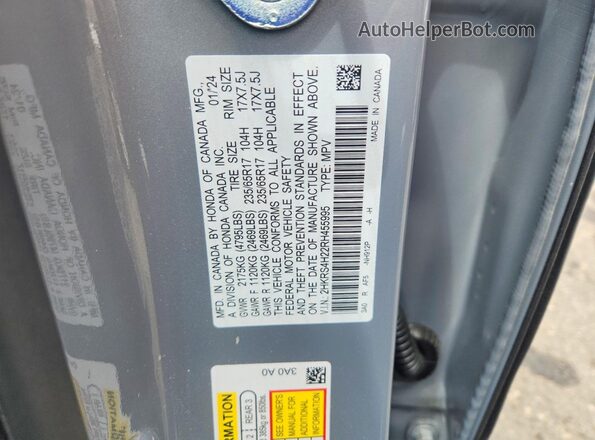 2HKRS4H22RH455995 2024 HONDA CR-V Серый Вид наклейки с VIN-кодом