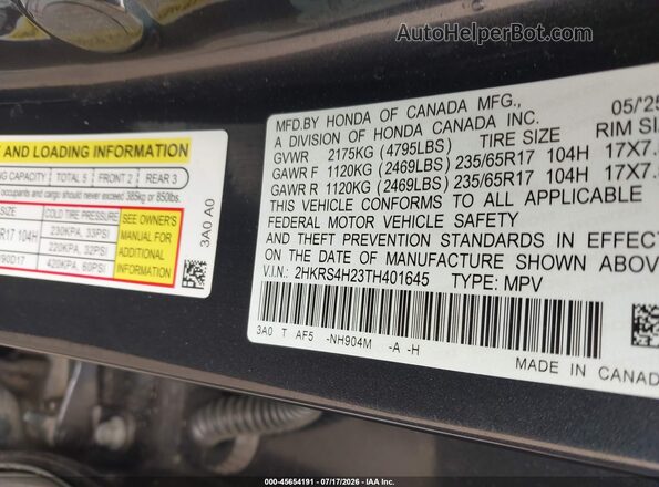 2HKRS4H23TH401645 2026 HONDA CR-V Gray Widok komory silnika