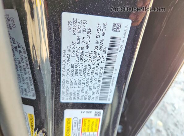 2HKRS4H48TH486709 2026 HONDA CR-V Черный Вид наклейки с VIN-кодом