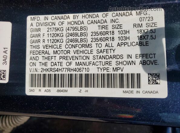 2HKRS4H77RH406710 2024 HONDA CR-V Blue VIN კოდის სტიკერის ხედი