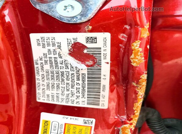 2HKRS6H83SH809528 2025 HONDA CR-V Burgundy VIN sticker view