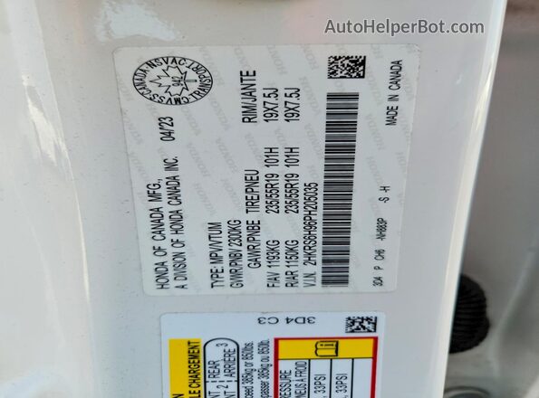 2HKRS6H96PH205035 2023 HONDA CR-V Белый Вид наклейки с VIN-кодом
