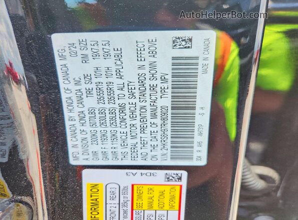 2HKRS6H97RH809020 2024 HONDA CR-V Black VIN sticker view
