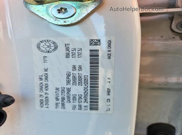 2HKRW2H2XLH200513 2020 HONDA CR-V White Widok naklejki z numerem VIN