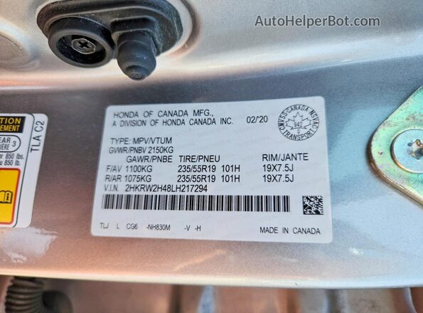 2HKRW2H48LH217294 2020 HONDA CR-V Silver Սալոնի 360 աստիճան տեսք