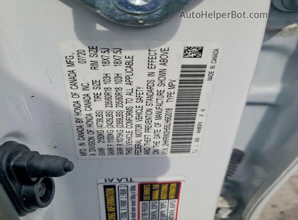 2HKRW2H55LH662018 2020 HONDA CR-V White Vista interior de 360 grados