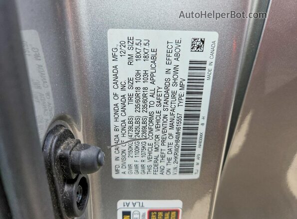 2HKRW2H84MH615557 2021 HONDA CR-V Silver VIN կոդի պիտակի տեսք