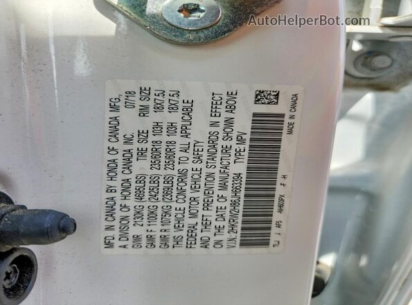 2HKRW2H86JH663394 2018 HONDA CR-V White VIN კოდის სტიკერის ხედი