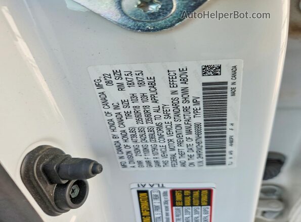 2HKRW2H87NH666990 2022 HONDA CR-V White Панорамний вид салону 360°