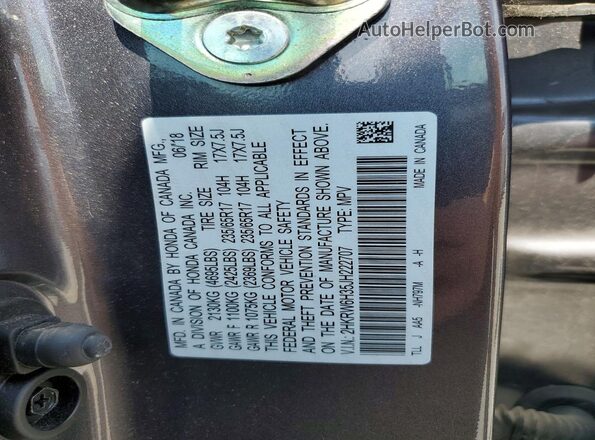 2HKRW6H35JH222707 2018 HONDA CR-V Gray Вид наклейки з VIN-кодом