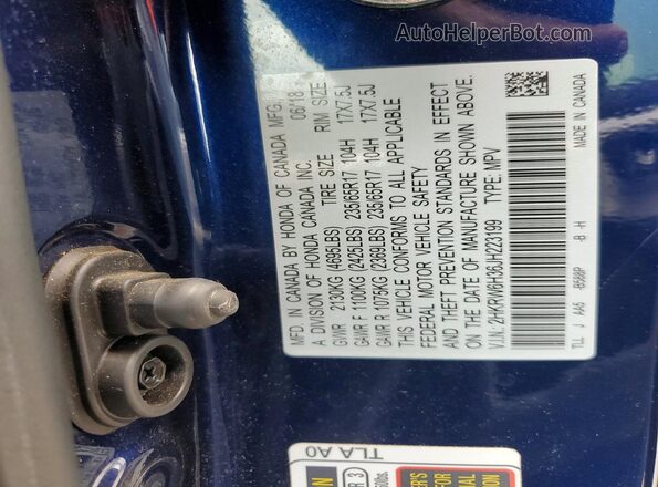 2HKRW6H36JH223199 2018 HONDA CR-V Blue Widok naklejki z numerem VIN