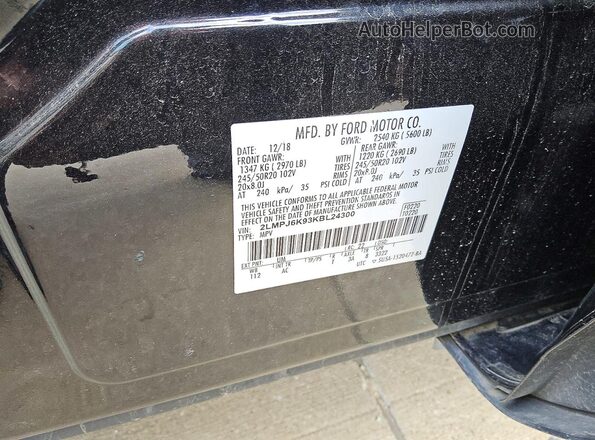 2LMPJ6K93KBL24300 2019 LINCOLN NAUTILUS Black Widok naklejki z numerem VIN