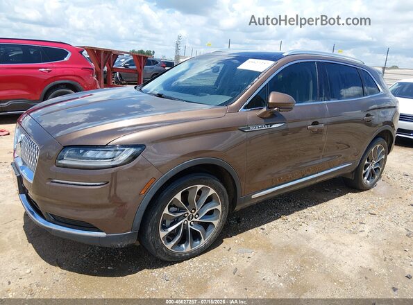 2LMPJ6K94NBL08241 2022 LINCOLN NAUTILUS Brown წინა მარცხენა ხედი სამი მეოთხედიდან