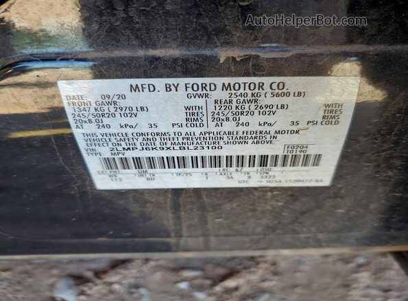 2LMPJ6K9XLBL23100 2020 LINCOLN NAUTILUS Black VIN կոդի պիտակի տեսք