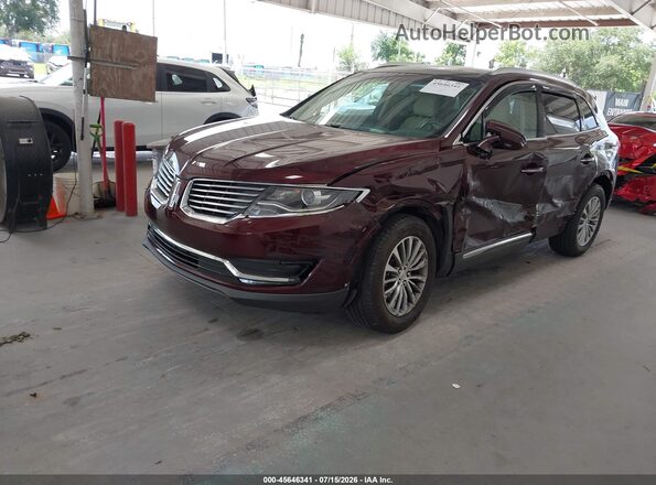2LMPJ6KR8JBL17678 2018 LINCOLN MKX Maroon წინა მარცხენა ხედი სამი მეოთხედიდან