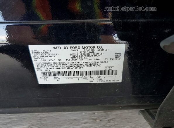 2LMPJ6L96KBL12124 2019 LINCOLN NAUTILUS Black Engine compartment view