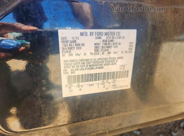 2LMPJ6LP3GBL41859 2016 LINCOLN MKX Black VIN կոդի պիտակի տեսք
