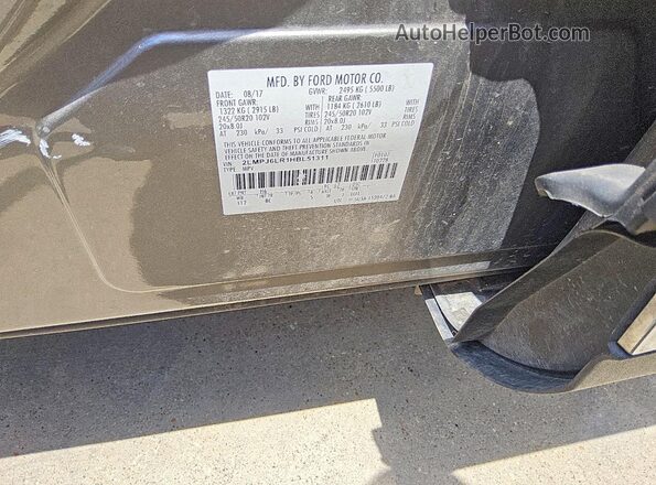 2LMPJ6LR1HBL51311 2017 LINCOLN MKX Silver Вид наклейки з VIN-кодом