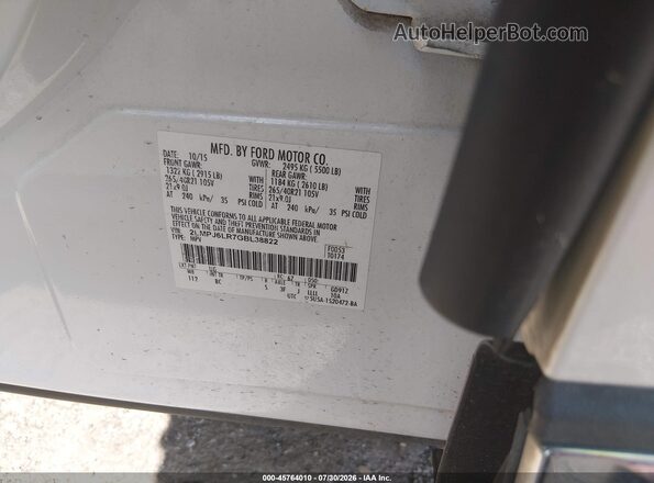 2LMPJ6LR7GBL38822 2016 LINCOLN MKX White Շարժիչի բաժամունքի տեսք