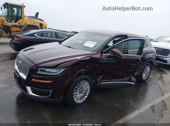 2LMPJ8J93KBL58041 2019 LINCOLN NAUTILUS Burgundy Առջևի ձախ երեք քառորդ տեսարան