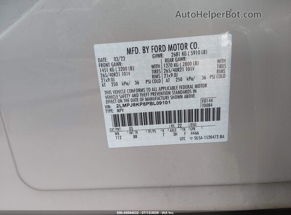 2LMPJ8KP8PBL09101 2023 LINCOLN NAUTILUS Beige Engine compartment view