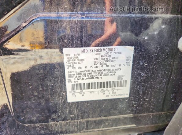 2LMPJ8L97KBL39876 2019 LINCOLN NAUTILUS Black Շարժիչի բաժամունքի տեսք