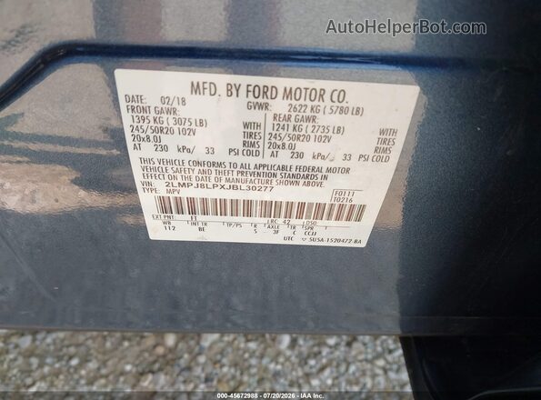 2LMPJ8LPXJBL30277 2018 LINCOLN MKX Blue Engine compartment view