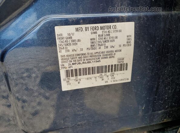 2LMPJ8LR0JBL11545 2018 LINCOLN MKX Blue Панорамний вид салону 360°