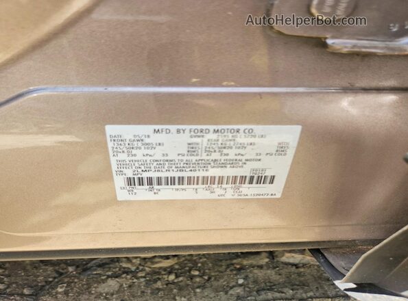 2LMPJ8LR1JBL40116 2018 LINCOLN MKX Beige Engine compartment view