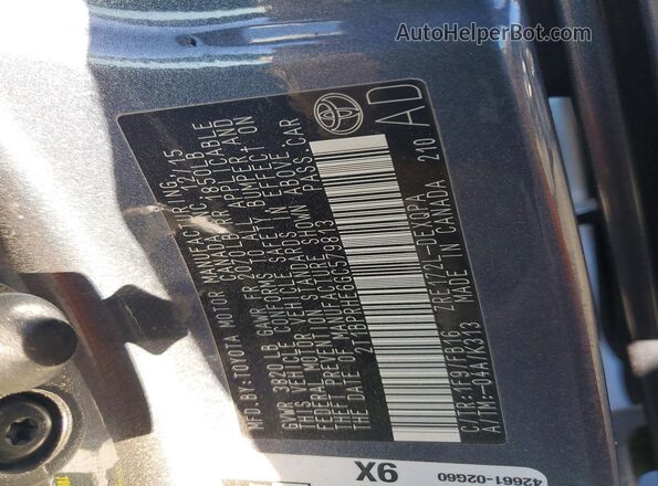 2T1BPRHE6GC579813 2016 TOYOTA COROLLA Gray Vista del compartimento del motor