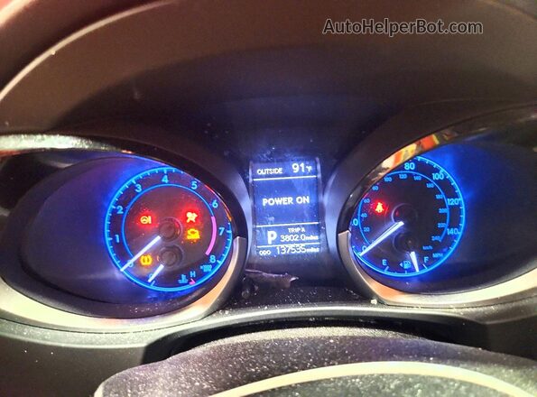 2T1BURHE0GC503092 2016 TOYOTA COROLLA Red Instrument cluster view