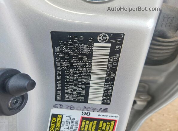 2T1BURHE0HC885531 2017 TOYOTA COROLLA Silver Engine compartment view