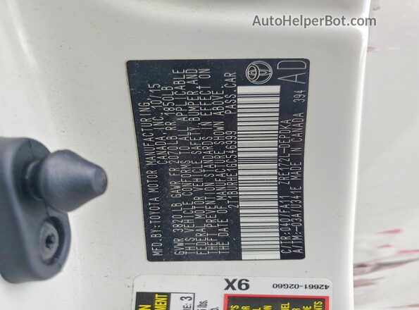 2T1BURHE1GC546999 2016 TOYOTA COROLLA White Vista del compartimento del motor