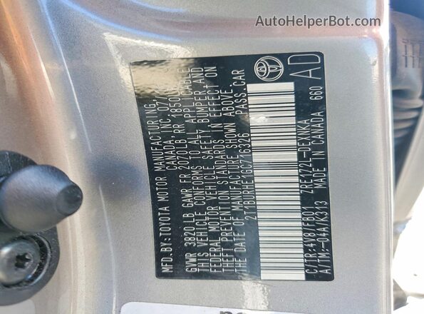 2T1BURHE1GC716326 2016 TOYOTA COROLLA Silver ძრავის განყოფილების ხედი